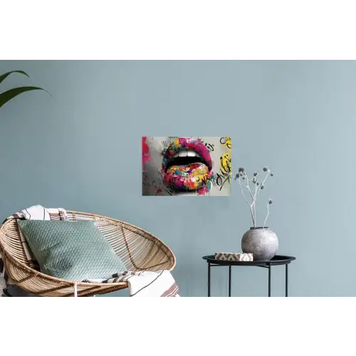 Lippen - Graffiti - Expressief Muursticker klein -plant