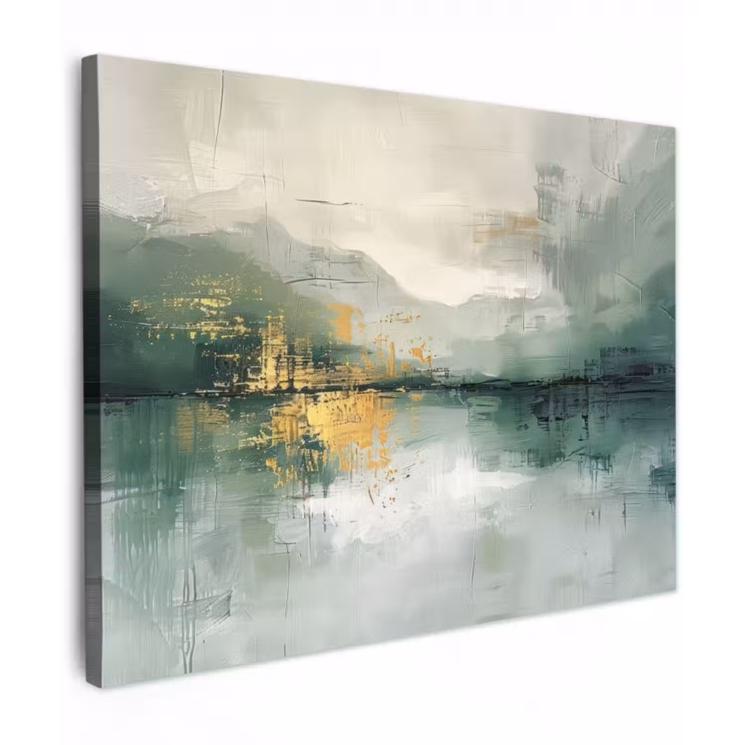 Leinwandbild - Grün - Modern - Abstrakt - Gold
