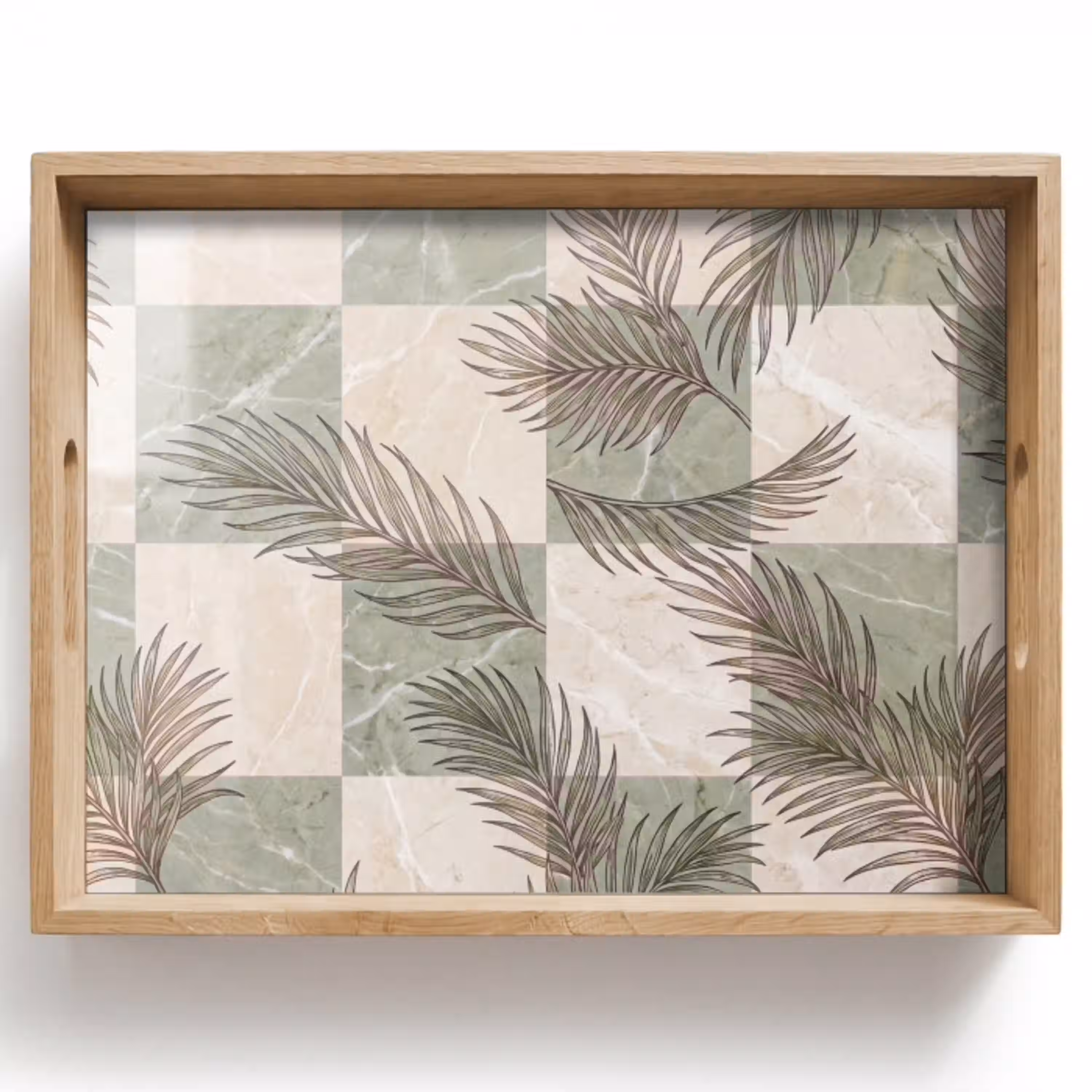 Planten - Bladeren - Marmer - Modern - Groen Dienblad Rechthoek middel -z3d_shopping