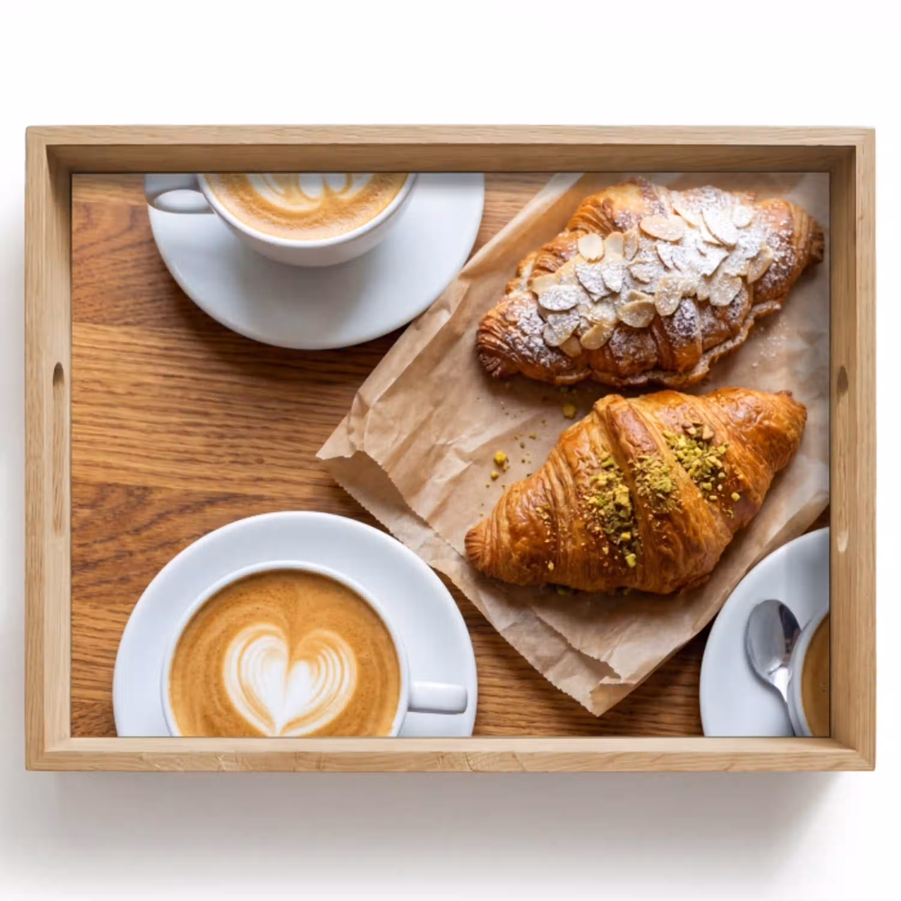 Eten - Croissant - Koffie - Ontbijt - Modern Dienblad Rechthoek middel -z3d_shopping