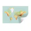 Wereldkaart - Realistisch - Blauw Muursticker klein -3d