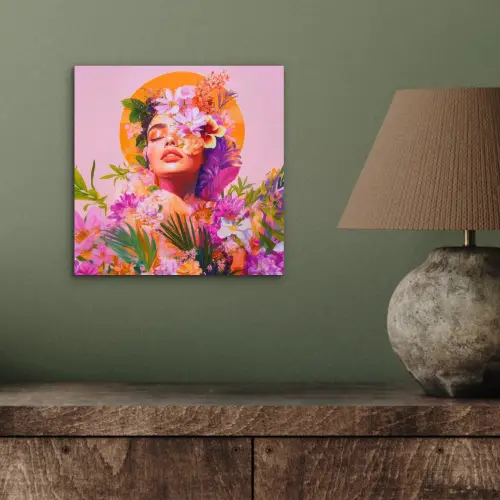 Vrouw - Abstract - Cirkel - Bloemen aluminium wit klein -sfeer2