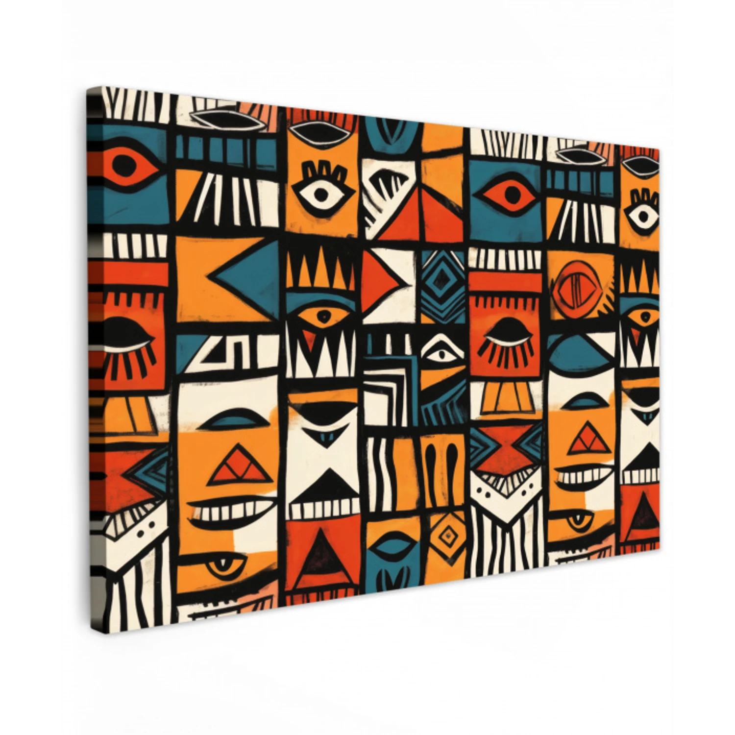 Abstract - Gezichten - Mozaïek Tuinposter op houten frame 2 cm dik klein -3d