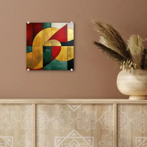 Abstract - Kerst - Goud - Rood - Groen plexiglas 5mm klein -sfeer5