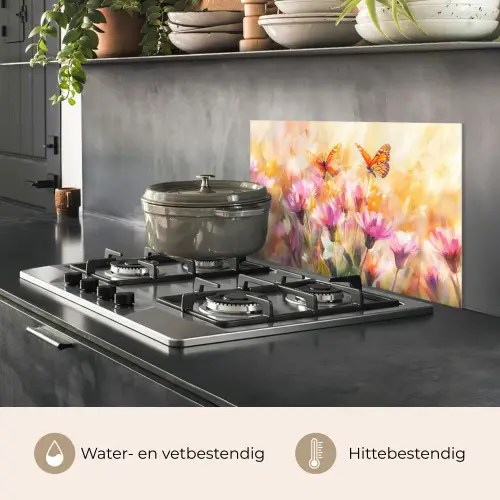 Vlinders - Oranje - Bloemen keuken achterwand spatscherm klein -usp_NL