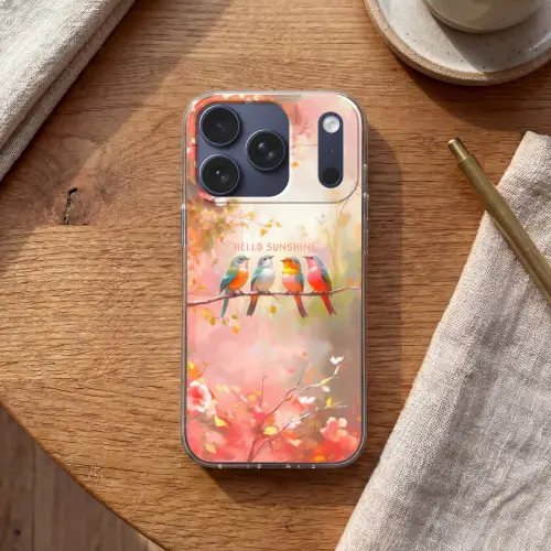 Vogels - Tak - Quote - Roze Telefoonhoesje iPhone 17 Pro klein -sfeer1
