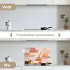 Kunst - Roze - Abstract keuken achterwand spatscherm klein -voor_na_NL