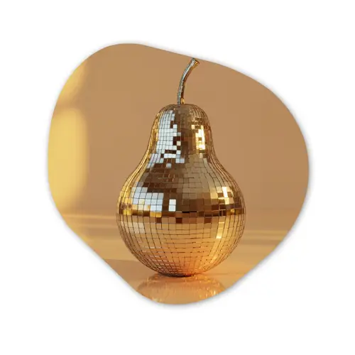 Goud - Disco - Glitter - Peer Wandcirkel Organisch Aluminium middel -3d