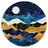 Nacht - Goud - Marmer - Abstract - Landschap - Berg Wandcirkel kunststof plaat 5mm dik klein -3d