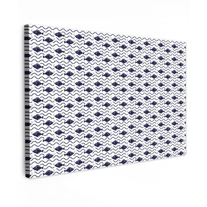 Oceaan - Visachtig - Blauw - Wit Tuinposter op houten frame 2 cm dik klein 845 -3d