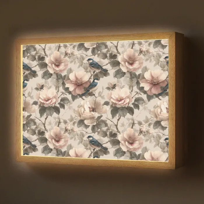 Klassiek - Vogels - Kleurrijk Light Box met batterij (Wandlamp) middel 907 -z3d_website