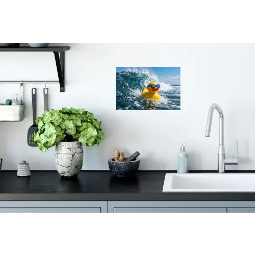 Badeend - Stoer - Golven Muursticker klein -keuken