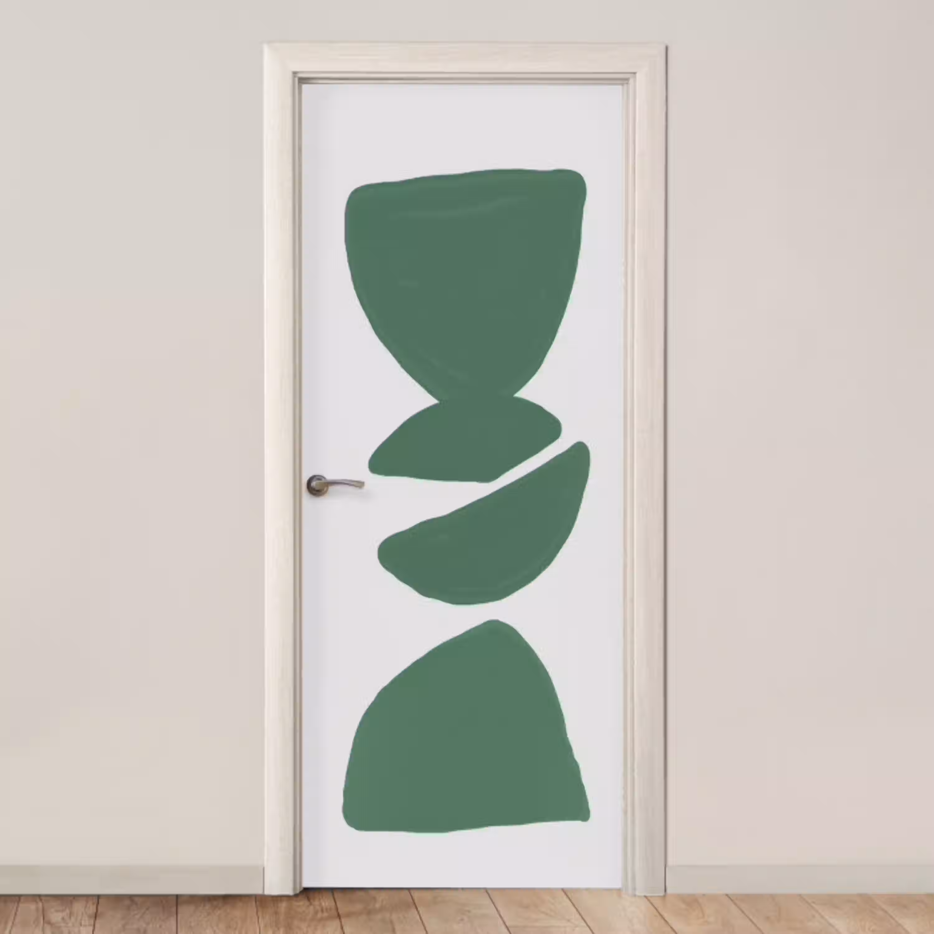 Abstract - Groen - Vormen - Modern deurposter klein -3d_beige