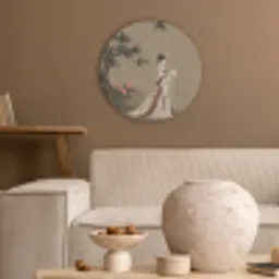 Vrouw - Azië - Kunst - Beige Akoestische PET Vilt - Rond klein -sfeer1