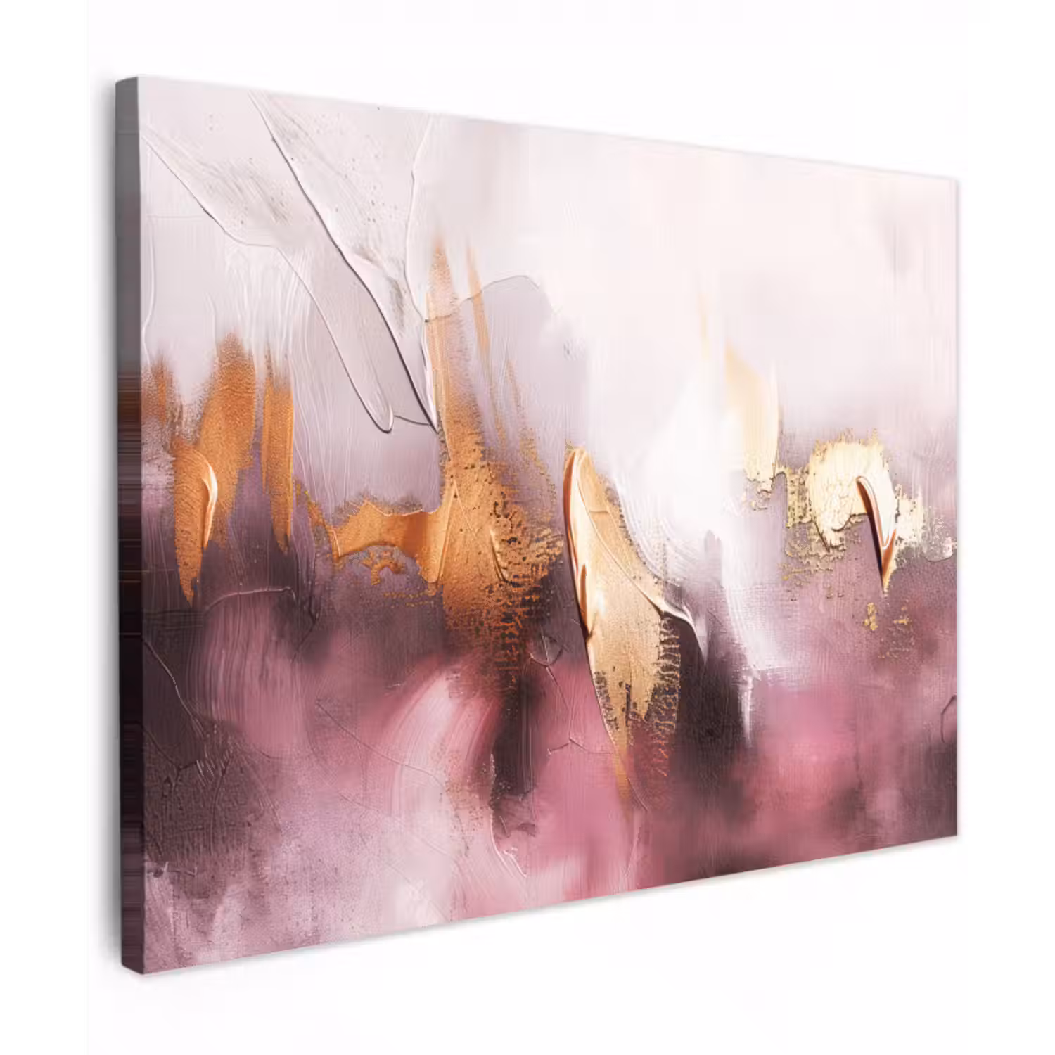 Leinwandbild - Aquarell - Gold - Rosa - Abstrakt - Kunst