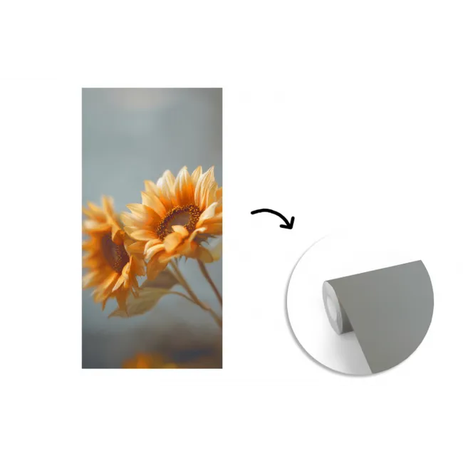Zonnebloemen - Geel - Wazig fotobehang vinyl groot -3d