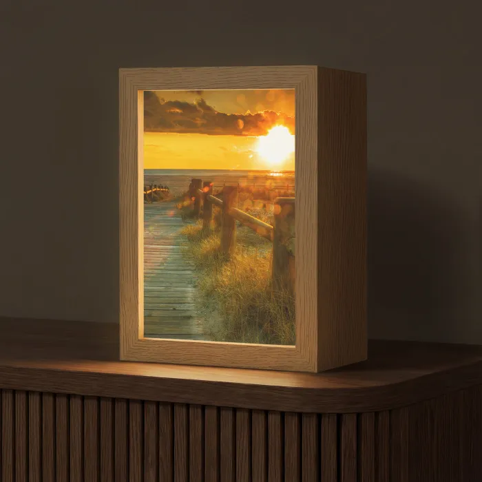 Zon - Strand - Duin - Horizon - Gras - Pad - Oranje Light Box met kabel (Tafellamp) klein -z3d_website