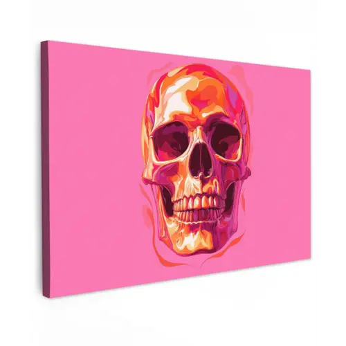 Felroze - Tanden - Schedel canvas 2cm klein -z3d