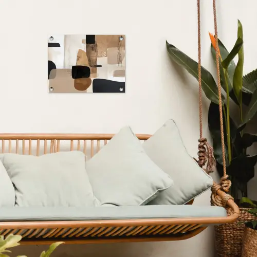 Vlakken - Abstract - Zwart - Strepen tuinposter los doek klein -sfeer7