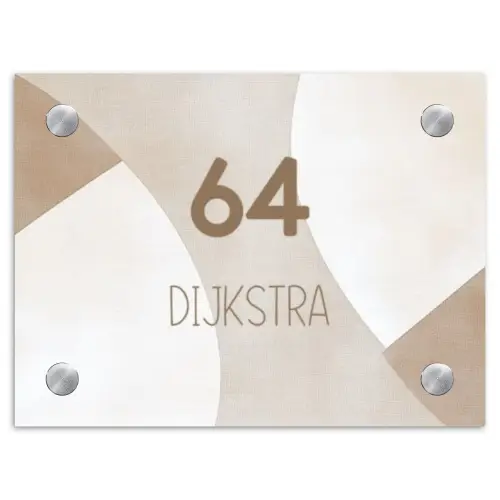 Abstract beige - Modern Naambord Rechthoek middel -3d
