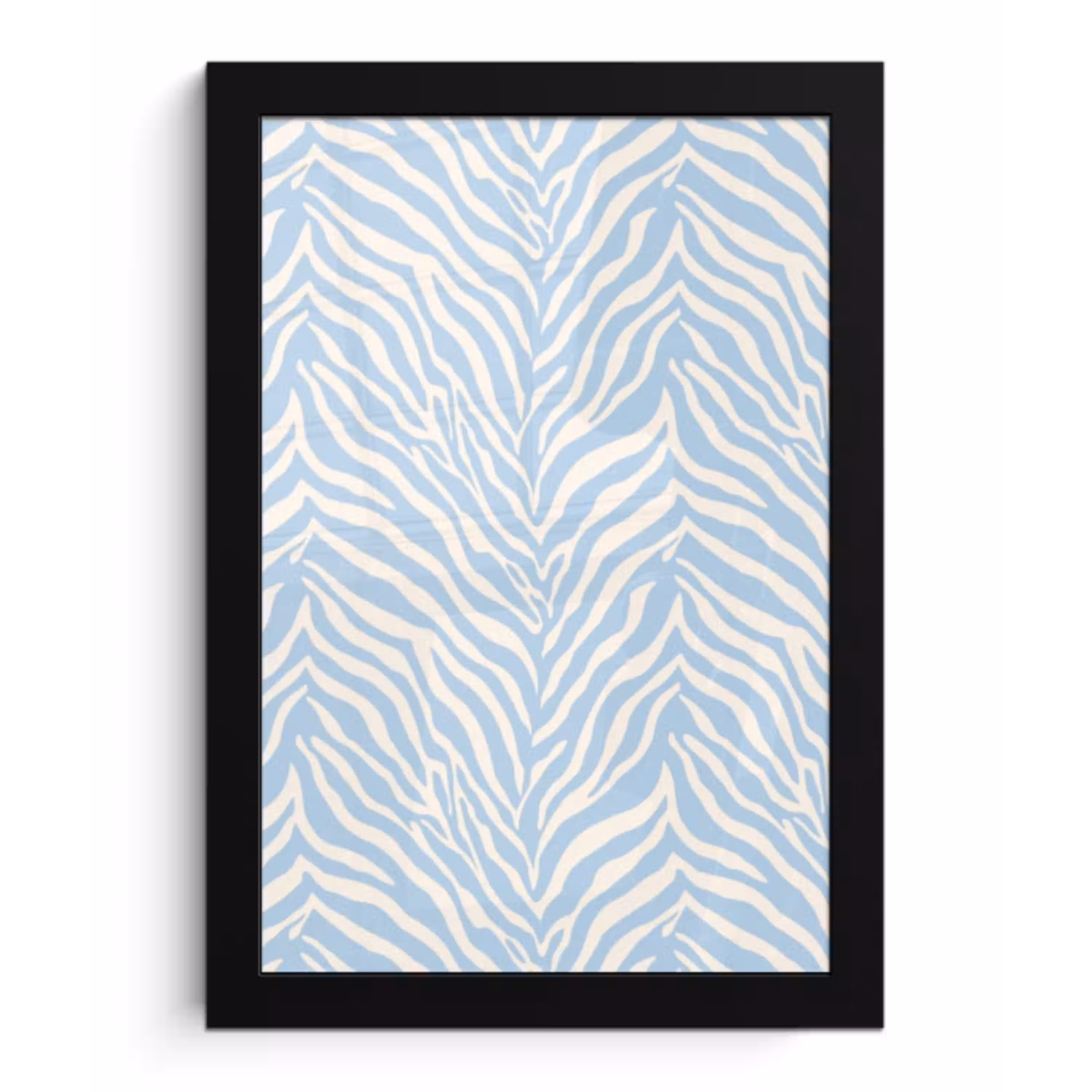 Zebra - Motief - Blauw - Wit fotolijst zwart zonder passe partout klein 224 -3d
