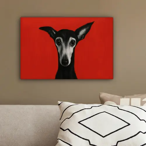 Windhond - Minimalistisch - Rood canvas 2cm klein -sfeer3