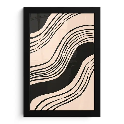Golven - Zwart - Zandkleur fotolijst zwart zonder passe partout klein -3d