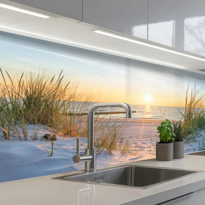 Strand - Zon - Duin - Gras - Zand - Horizon keuken achterwand 2 middel -3d_schuin