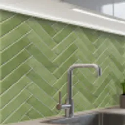 Visgraatstructuur - Tegels - Olijfgroen keuken achterwand 2 middel 865 -zzzz3d_schuin