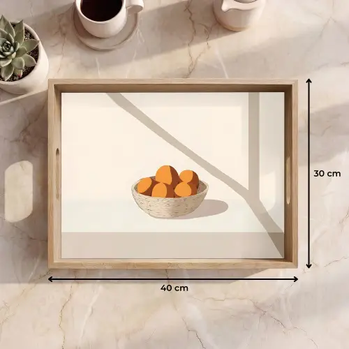 Mand - Fruit - Minimalistisch - Oranje Dienblad Rechthoek middel -USP_Formaat