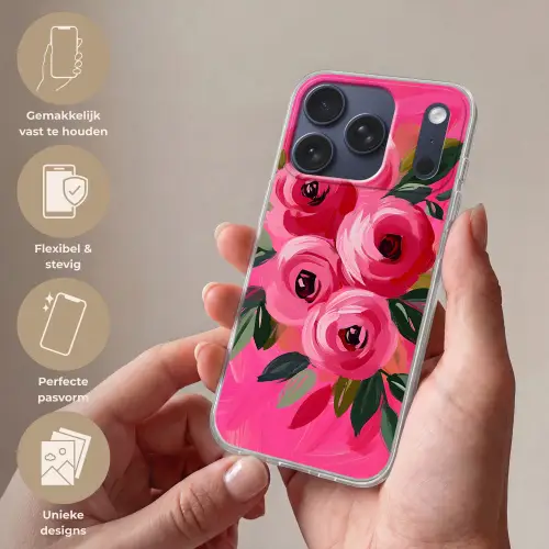 Bloemen - Verf - Roze Telefoonhoesje iPhone 17 Pro klein -sfeer3_NL