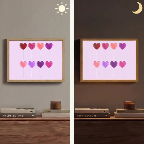 Lolly - Hart - Roze - Snoep Light Box met batterij (Wandlamp) middel -sfeer3