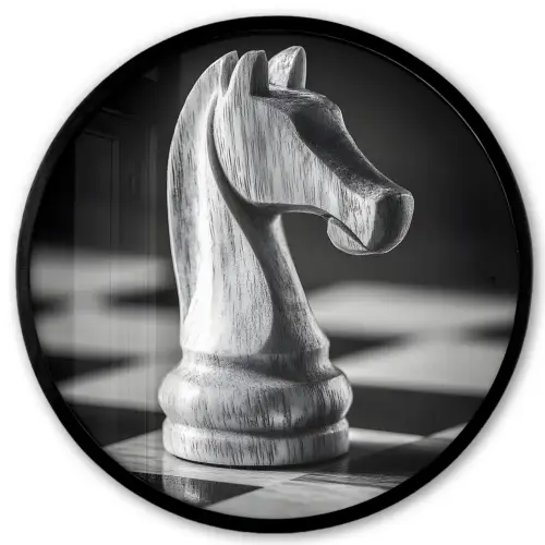 Paard - Hout - Schaalbord - Zwart Fotolijst rond zonder passe partout klein -3d