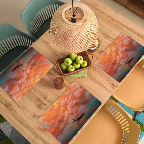 Zee - Boot - Wolken - Oranje Placemat vinyl groot -zzsfeer5_Kitchenyeah-website
