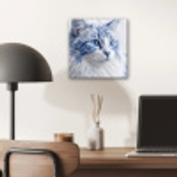 Kat - Patroon - Blauw aluminium wit klein -sfeer5