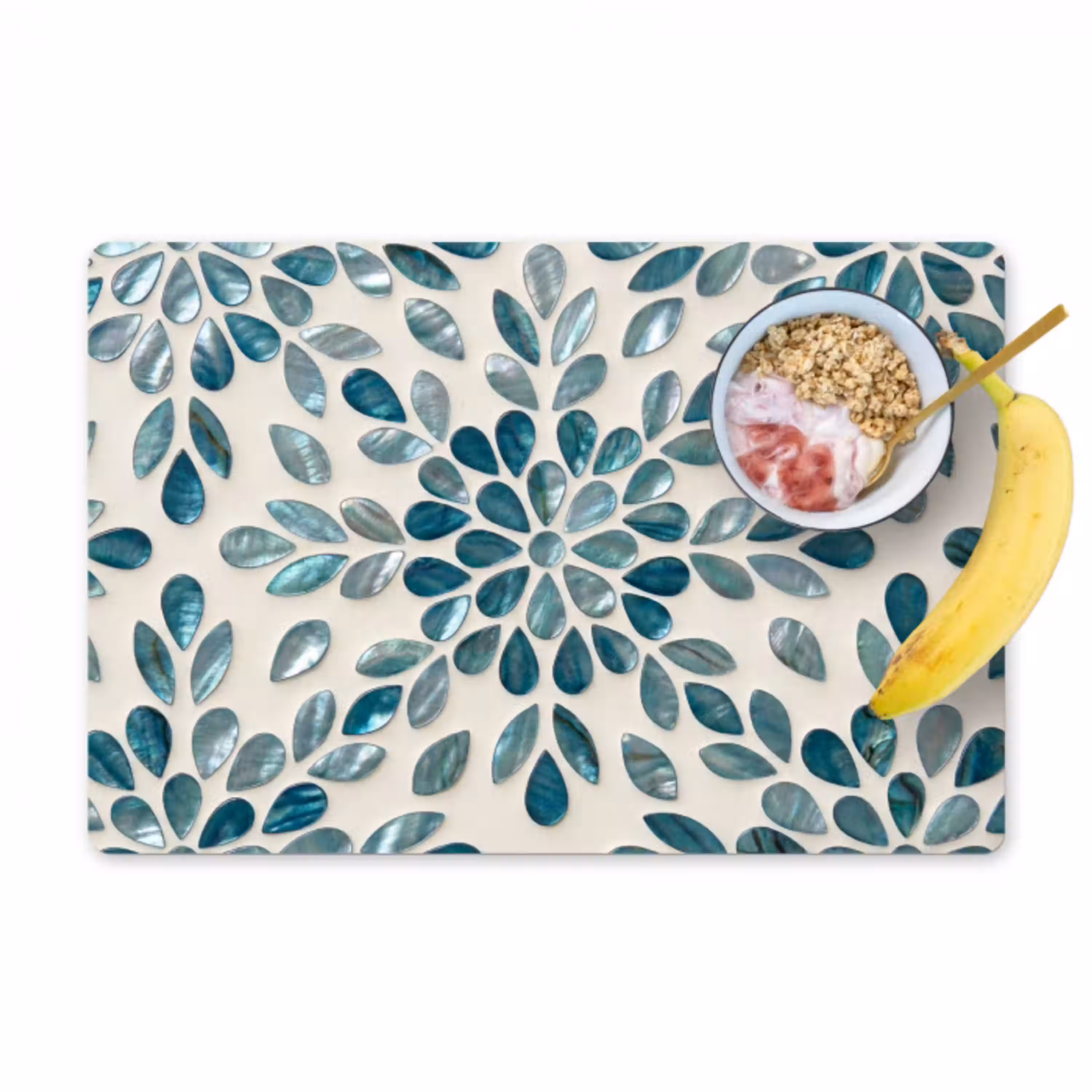 Patroon - Bladeren - Abstract - Modern - Turquoise Placemat vinyl groot -zzzproduct_Kitchenyeah-website