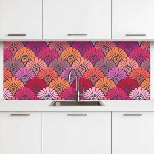 Patronen - Art Deco - Roze - Bloemen keuken achterwand 2 middel 871 -3d