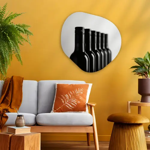 Wijnflessen - Zwart - Minimalistisch Wandcirkel Organisch Aluminium middel -sfeer4
