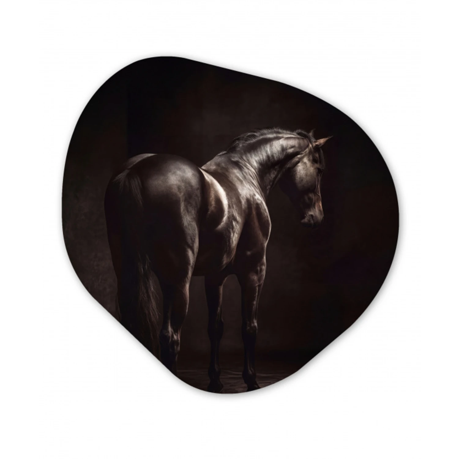 Krachtig - Paard - Donker Wandcirkel Organisch Aluminium middel -3d