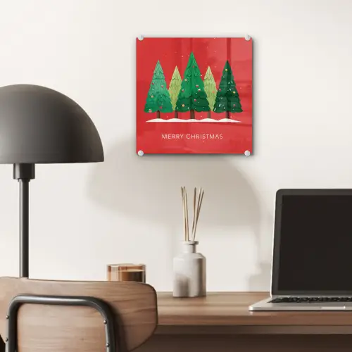 Minimalistisch - Kerstbomen - Rood - Sneeuw plexiglas 5mm klein -sfeer6