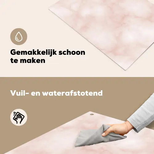 Roze - Marmer - Crème Inductie beschemer met haakjes klein 777 -ky-schoon-nl