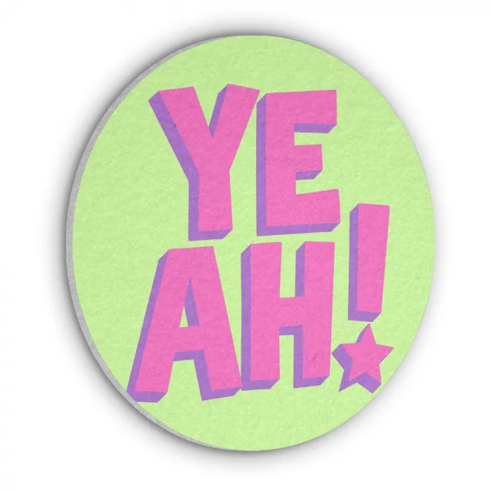 Groen - Neon - Quote Akoestische PET Vilt - Rond klein -3d