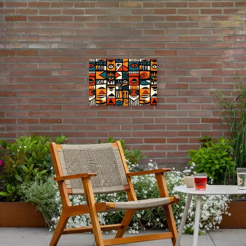 Abstract - Gezichten - Mozaïek Tuinposter op houten frame 2 cm dik klein -sfeer3