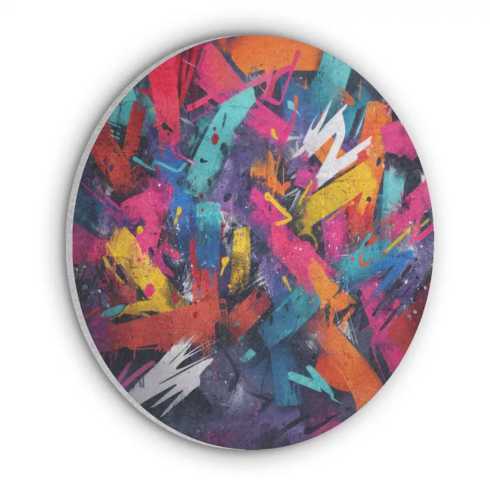 Abstract - Explosie - Neonkleuren Akoestische PET Vilt - Rond klein -3d