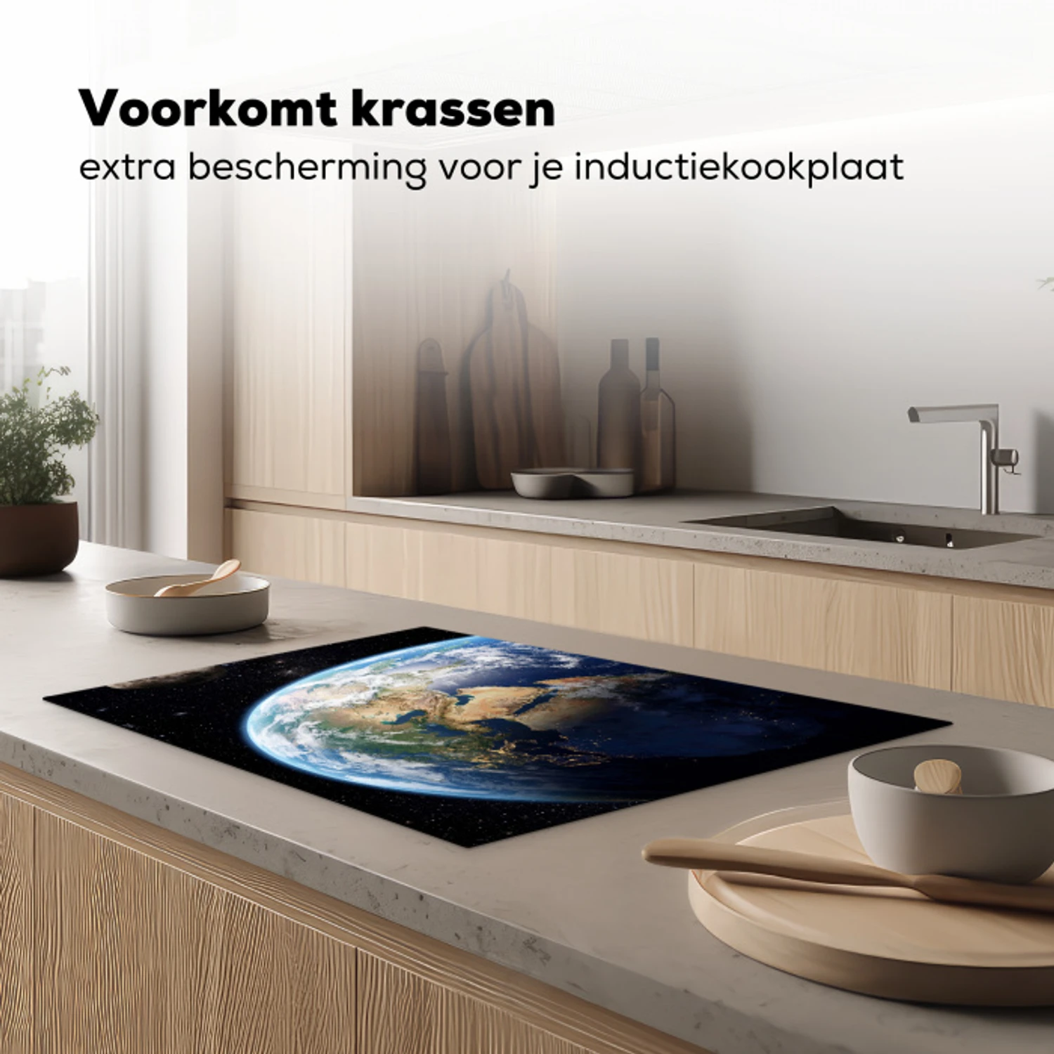 Aarde - Ruimte - Blauw - Groen Inductie beschermer vinyl 3mm klein -sfeer1