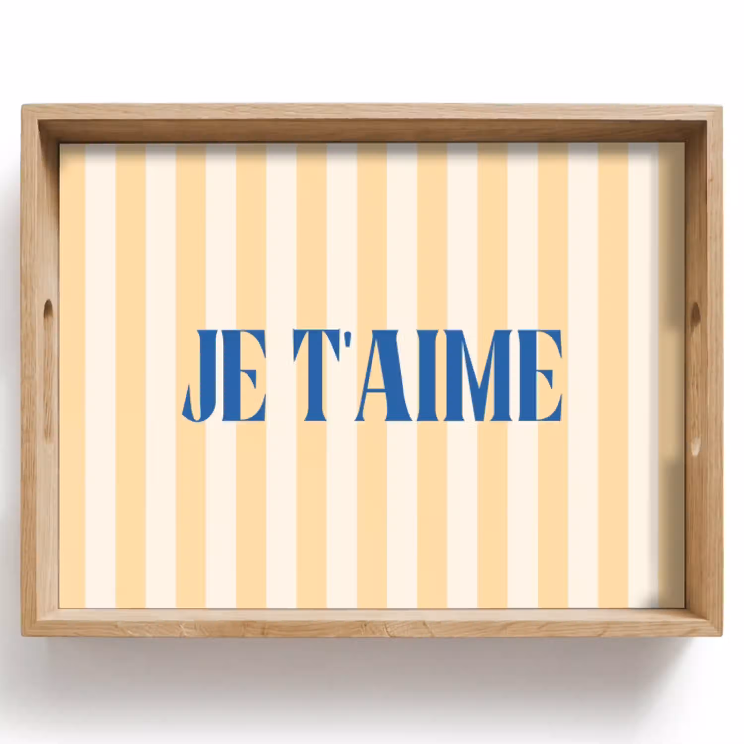 Blauw - Geel - Strepen - Je t'aime Dienblad Rechthoek middel -z3d_shopping