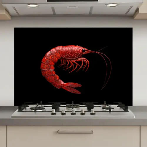 Garnaal - Rood - Dieren keuken achterwand spatscherm klein -3d_website