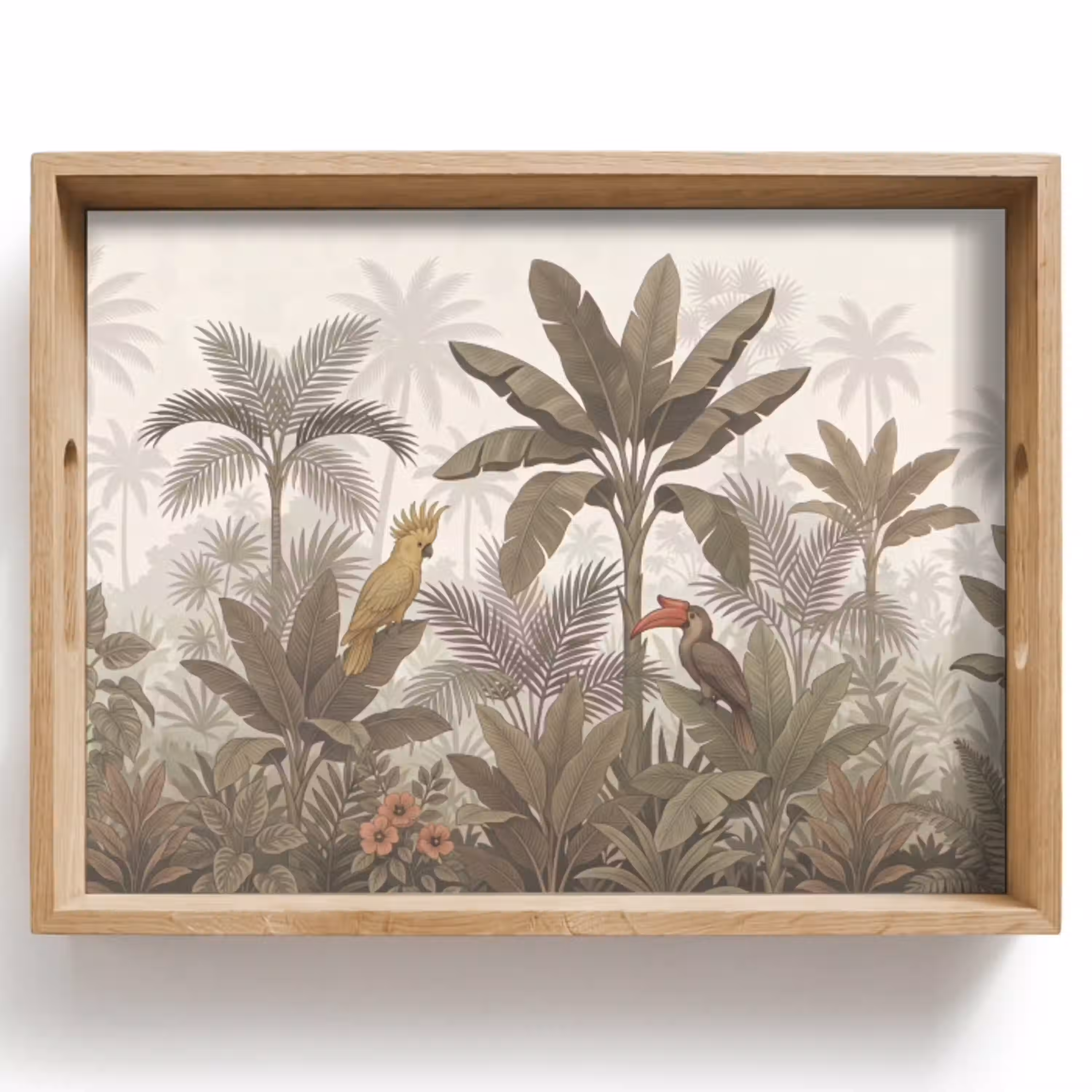 Vogel - Jungle - Tropisch - Illustratie - Groen Dienblad Rechthoek middel -z3d_shopping