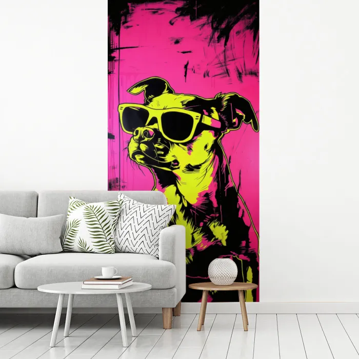 Hond - Zonnebril - Roze - Art fotobehang vinyl groot -woonkamer