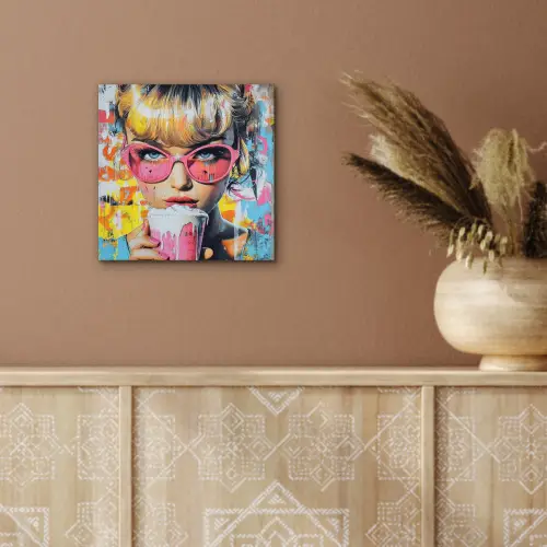 Expressief - Milkshake - Vrouw - Felle kleuren aluminium wit klein -sfeer4